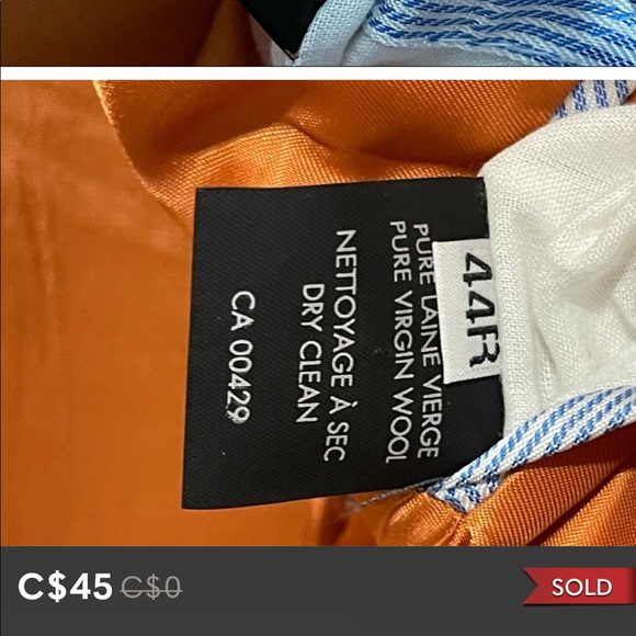 TOMMY HILFIGER Mens Pure Virgin Wool Blazer Gray Orange - Picture 3 of 3